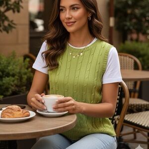 MODA SETA Sandra King silk vest knitted green size medium